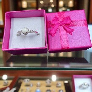 Fairycore Moonstone Ring‎ Sz 8 Silver Tone Romantic Ethereal Cottagecore Jewelry